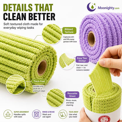 ⏰ Premium Bamboo Fiber Microfiber Cloths – Tear-Off Design & Antibacterial Protection