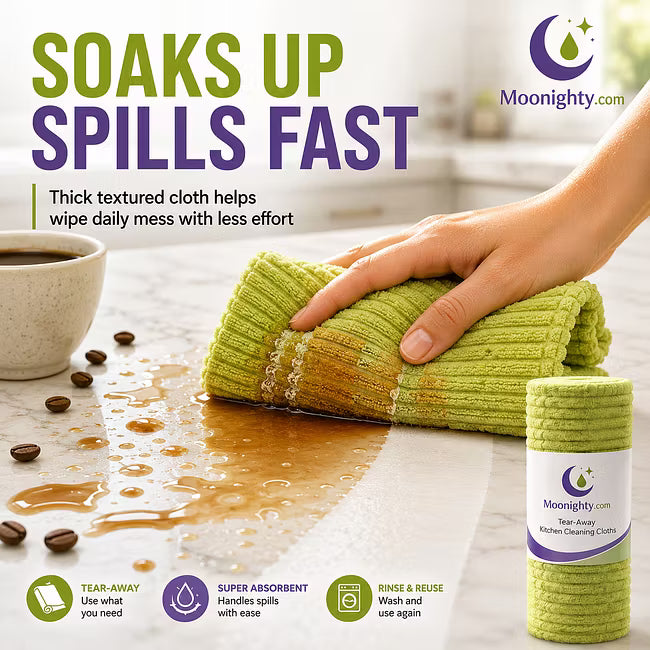 ⏰ Premium Bamboo Fiber Microfiber Cloths – Tear-Off Design & Antibacterial Protection