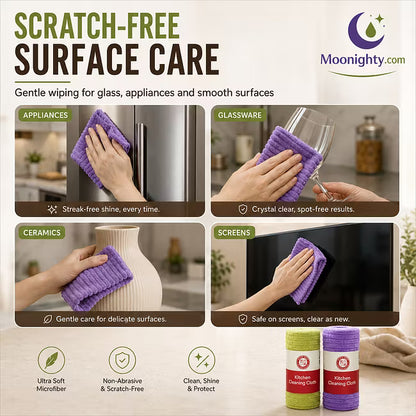 ⏰ Premium Bamboo Fiber Microfiber Cloths – Tear-Off Design & Antibacterial Protection