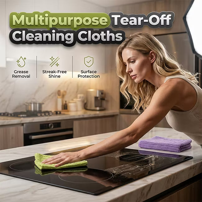 ⏰ Premium Bamboo Fiber Microfiber Cloths – Tear-Off Design & Antibacterial Protection