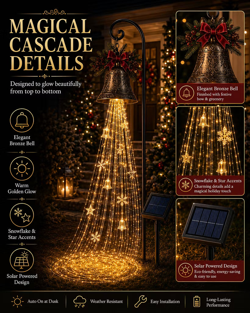 🎄 Christmas Bell Cascade Solar Yard Light✨
