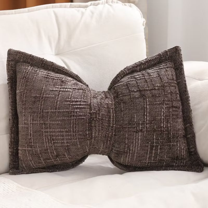 Soft Chenille Bow-Shaped Throw Pillow