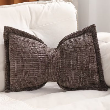 Soft Chenille Bow-Shaped Throw Pillow