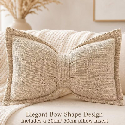Soft Chenille Bow-Shaped Throw Pillow