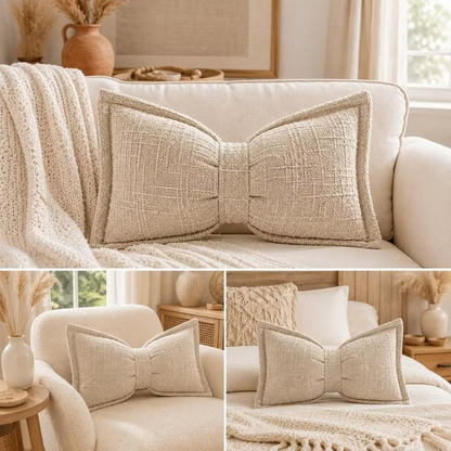 Soft Chenille Bow-Shaped Throw Pillow