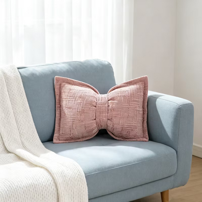 Soft Chenille Bow-Shaped Throw Pillow