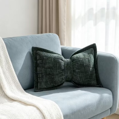 Soft Chenille Bow-Shaped Throw Pillow