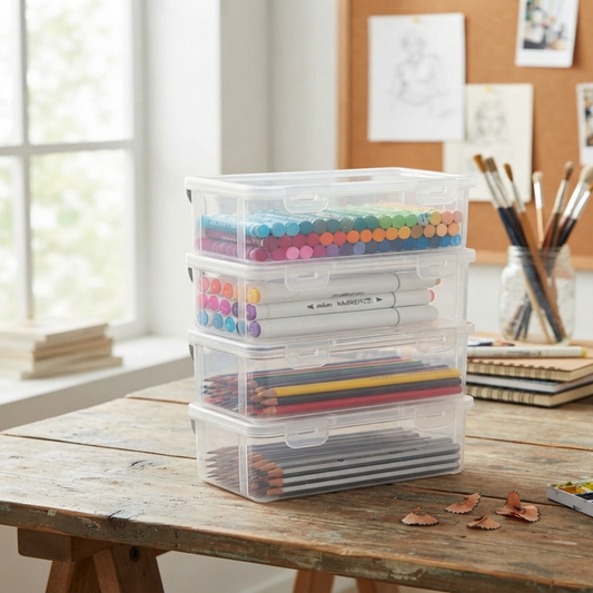 4-Pack Clear PP Storage Boxes with Lids