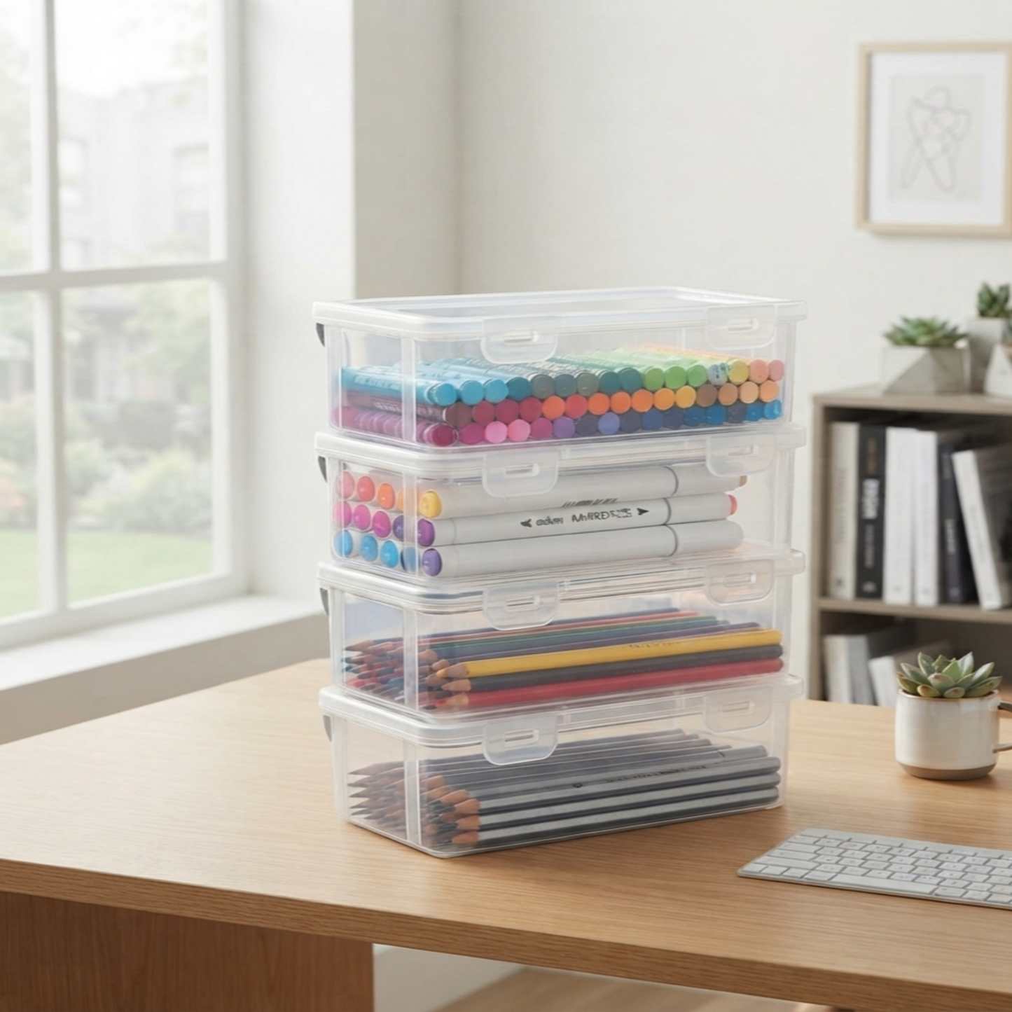 4-Pack Clear PP Storage Boxes with Lids