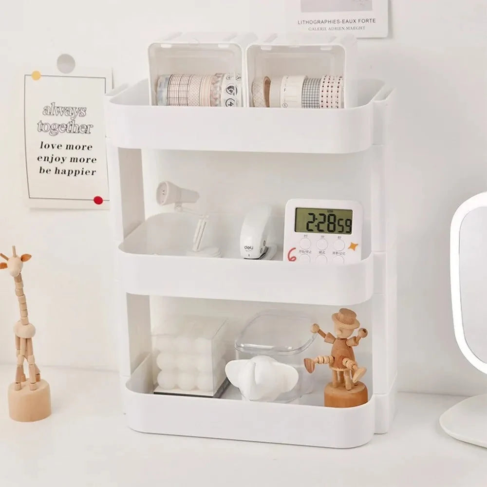 White Rounded Desk Storage Shelf