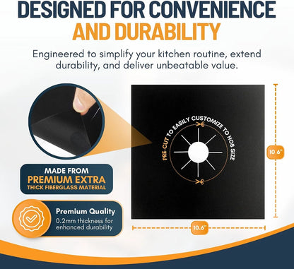 Reusable Gas Stove Burner Liners (Set of 4)