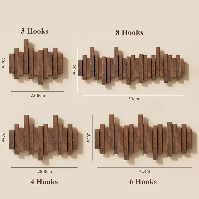 Wooden Coat Rack Wall Mounted Sticks