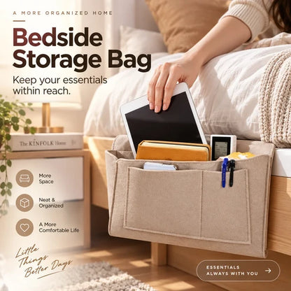 Bexley Bedside Caddy | Multi-Pocket Felt Nightstand Organizer