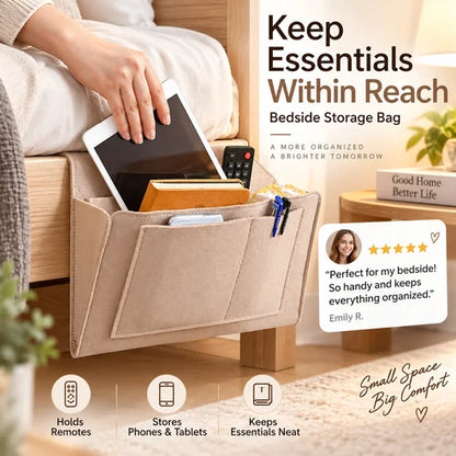 Bexley Bedside Caddy | Multi-Pocket Felt Nightstand Organizer