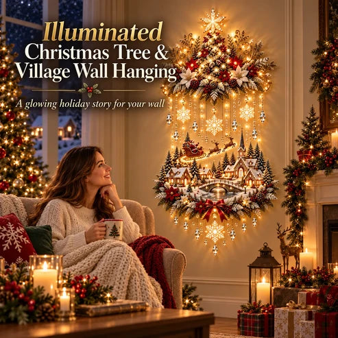 Liora Christmas Wall Art | Illuminated Wall Hanging Tree with Warm LED Lights