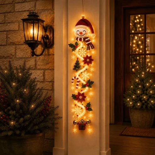 MerryGlow Christmas Door Hanger | Handcrafted, 6 Festive Light Designs