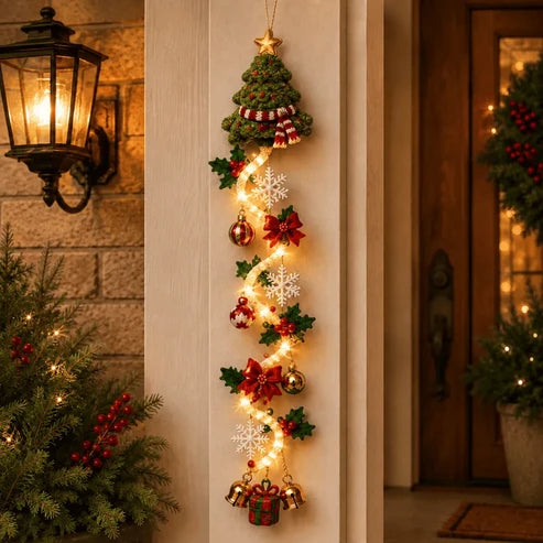 MerryGlow Christmas Door Hanger | Handcrafted, 6 Festive Light Designs