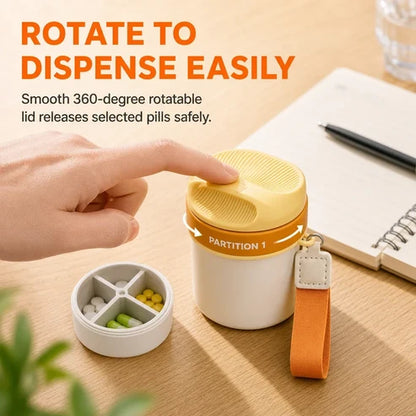 Pavo Pill Organizer | Compact 4-Compartment Travel Pill Case