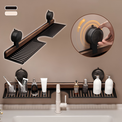 Walnut Suction Cup Bathroom Shelf