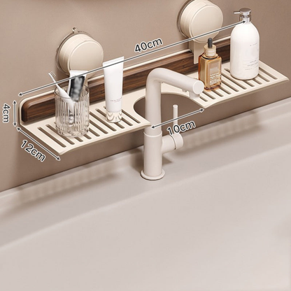 Walnut Suction Cup Bathroom Shelf