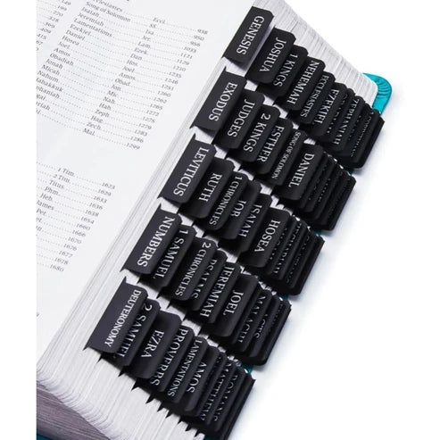 Biblio Bible Tab Set | 75-Piece Laminated Bible Index Tabs, Waterproof, Easy Alignment