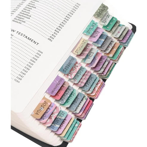 Biblio Bible Tab Set | 75-Piece Laminated Bible Index Tabs, Waterproof, Easy Alignment
