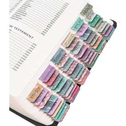 Biblio Bible Tab Set | 75-Piece Laminated Bible Index Tabs, Waterproof, Easy Alignment