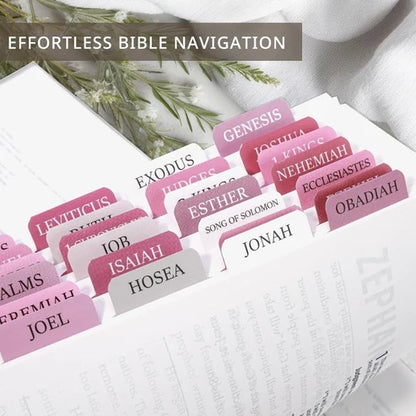 Biblio Bible Tab Set | 75-Piece Laminated Bible Index Tabs, Waterproof, Easy Alignment