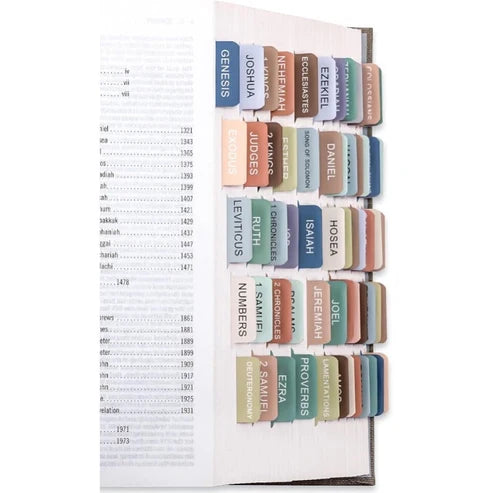 Biblio Bible Tab Set | 75-Piece Laminated Bible Index Tabs, Waterproof, Easy Alignment
