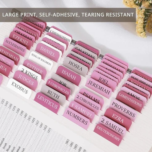 Biblio Bible Tab Set | 75-Piece Laminated Bible Index Tabs, Waterproof, Easy Alignment