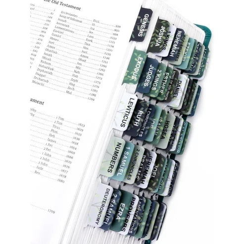 Biblio Bible Tab Set | 75-Piece Laminated Bible Index Tabs, Waterproof, Easy Alignment