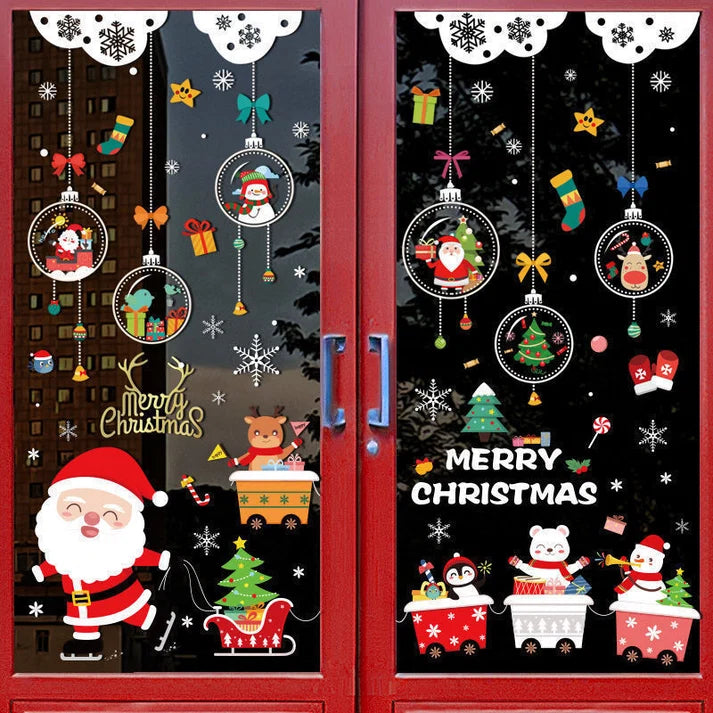 Christmas Window Clings Double-Sided Re-appliable Decoration