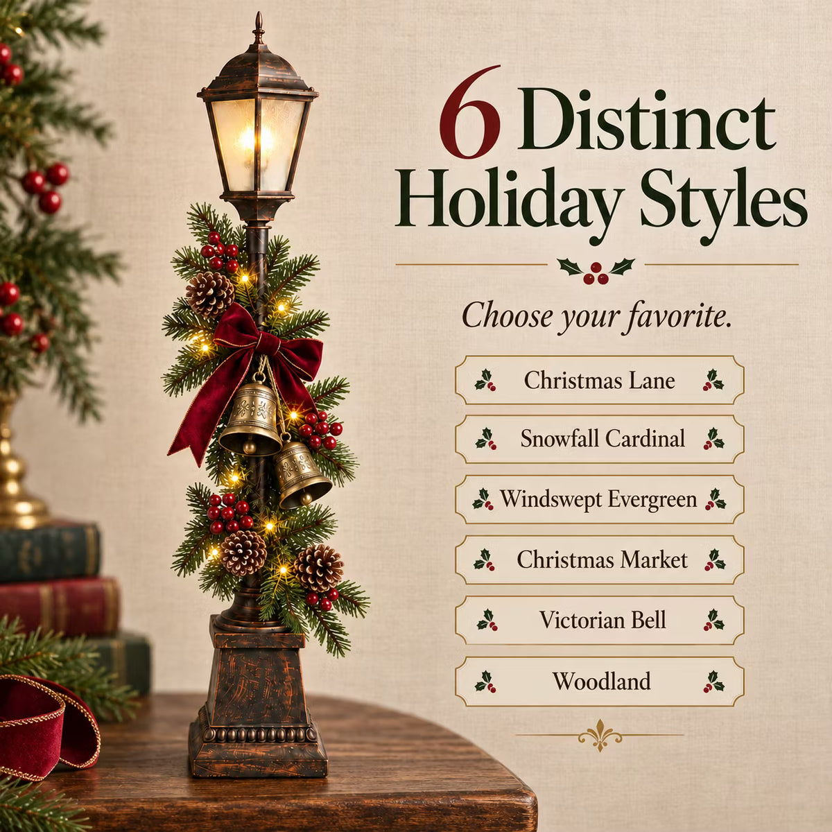 Old Christmas Streetlight – Lighted Tabletop Holiday Decor