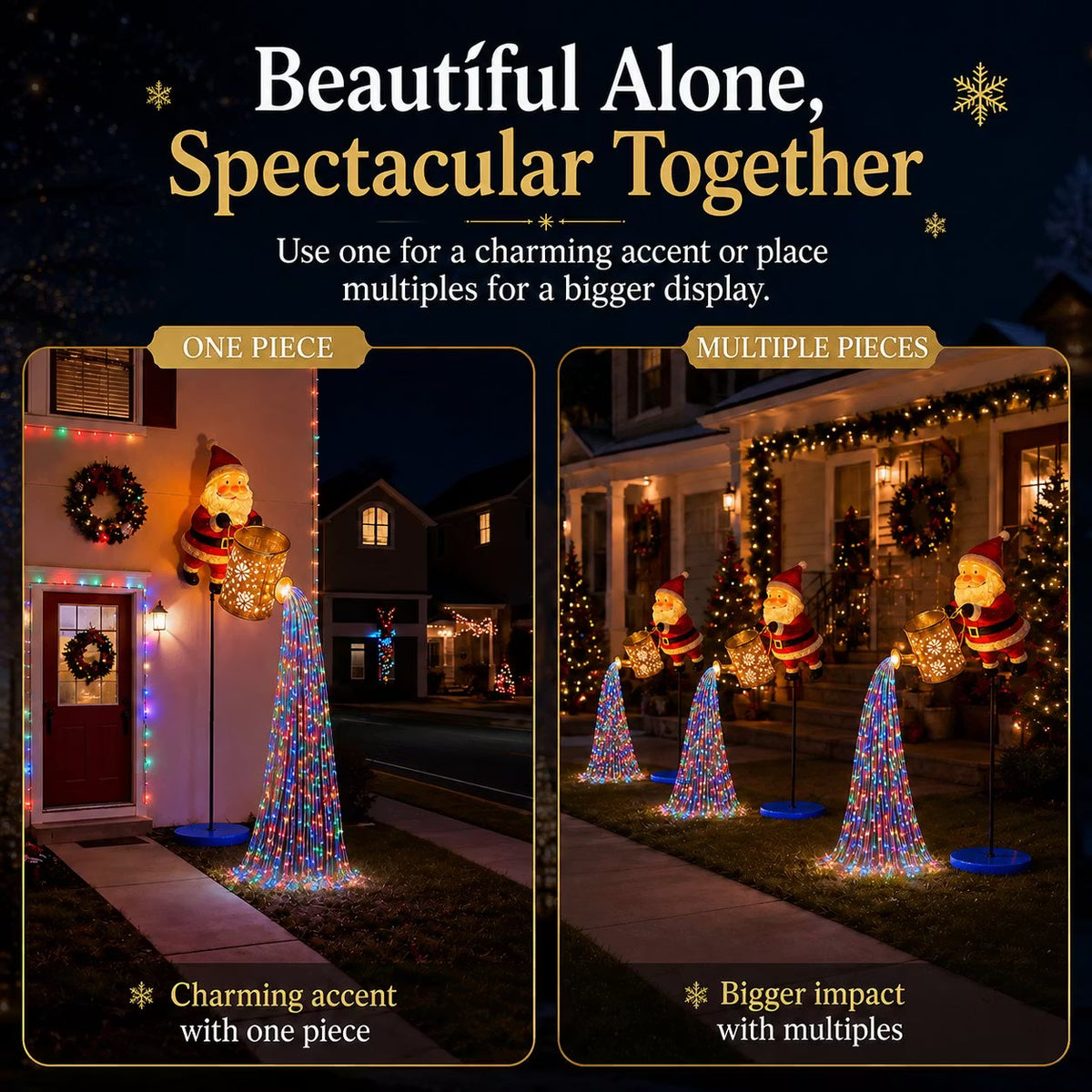 Solar Santa Waterfall Christmas Light