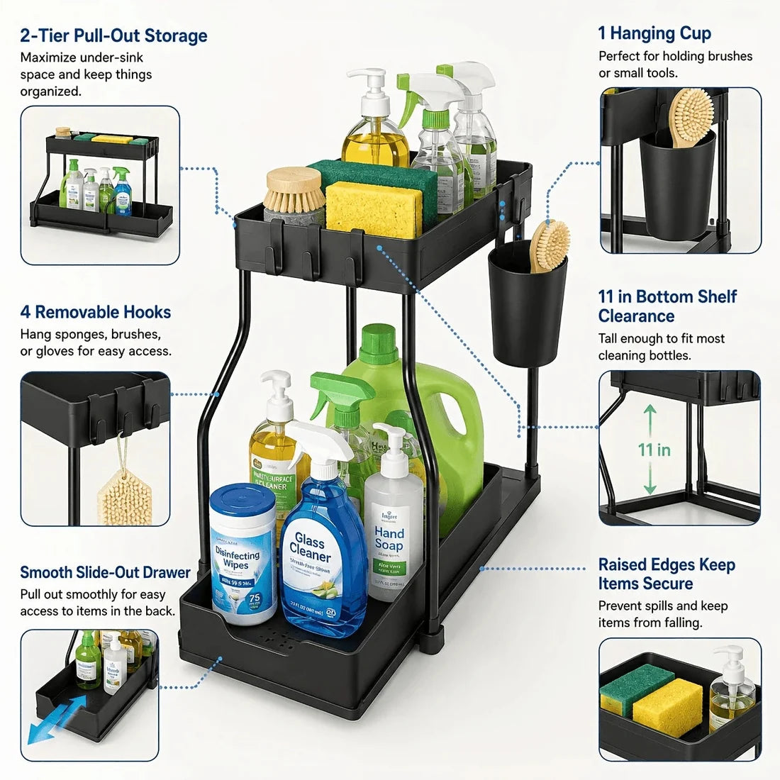 2 Pack Pull Out Under Sink Organizer