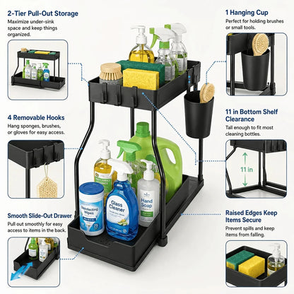 2 Pack Pull Out Under Sink Organizer