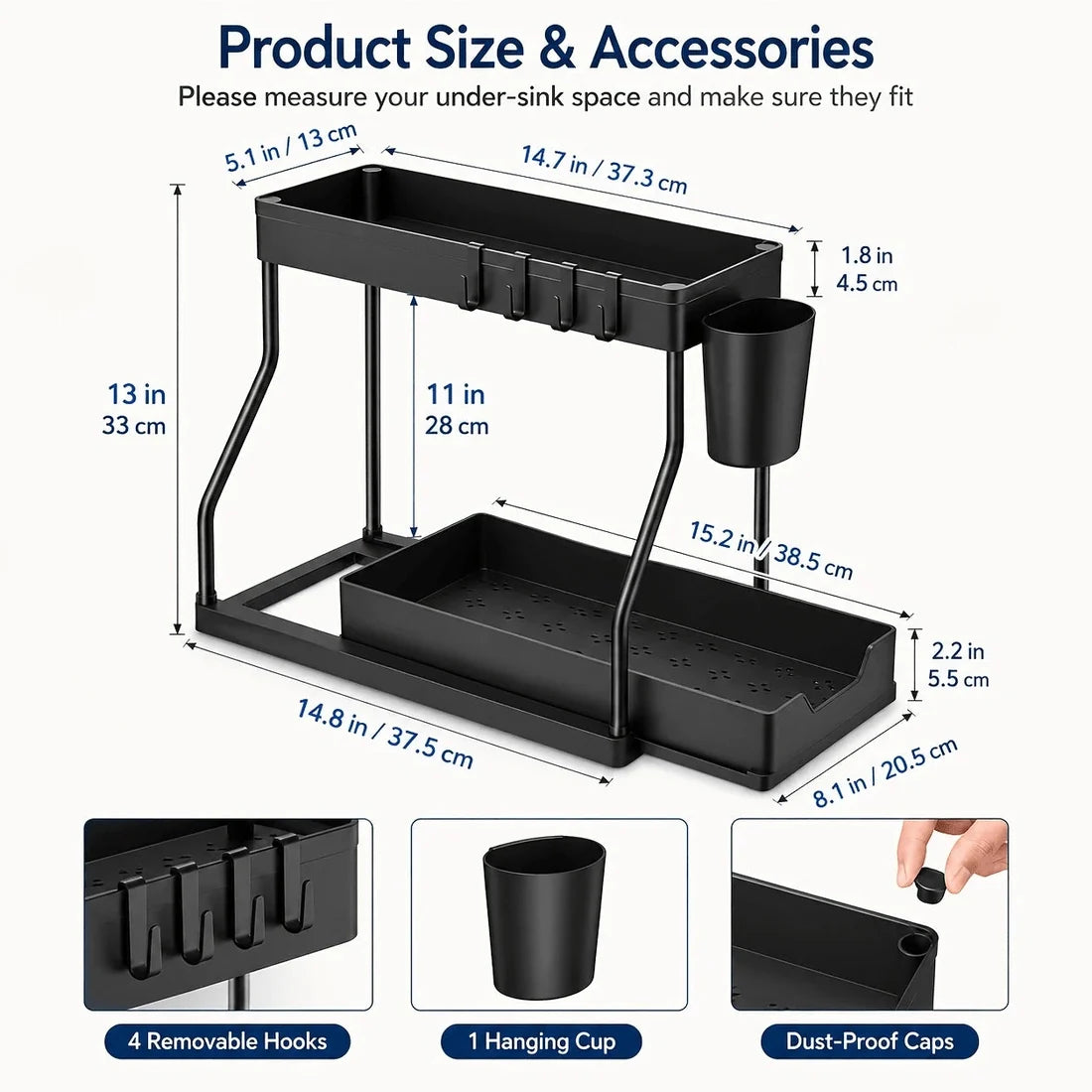2 Pack Pull Out Under Sink Organizer