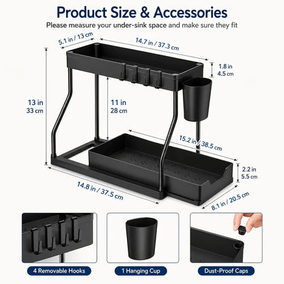 2 Pack Pull Out Under Sink Organizer
