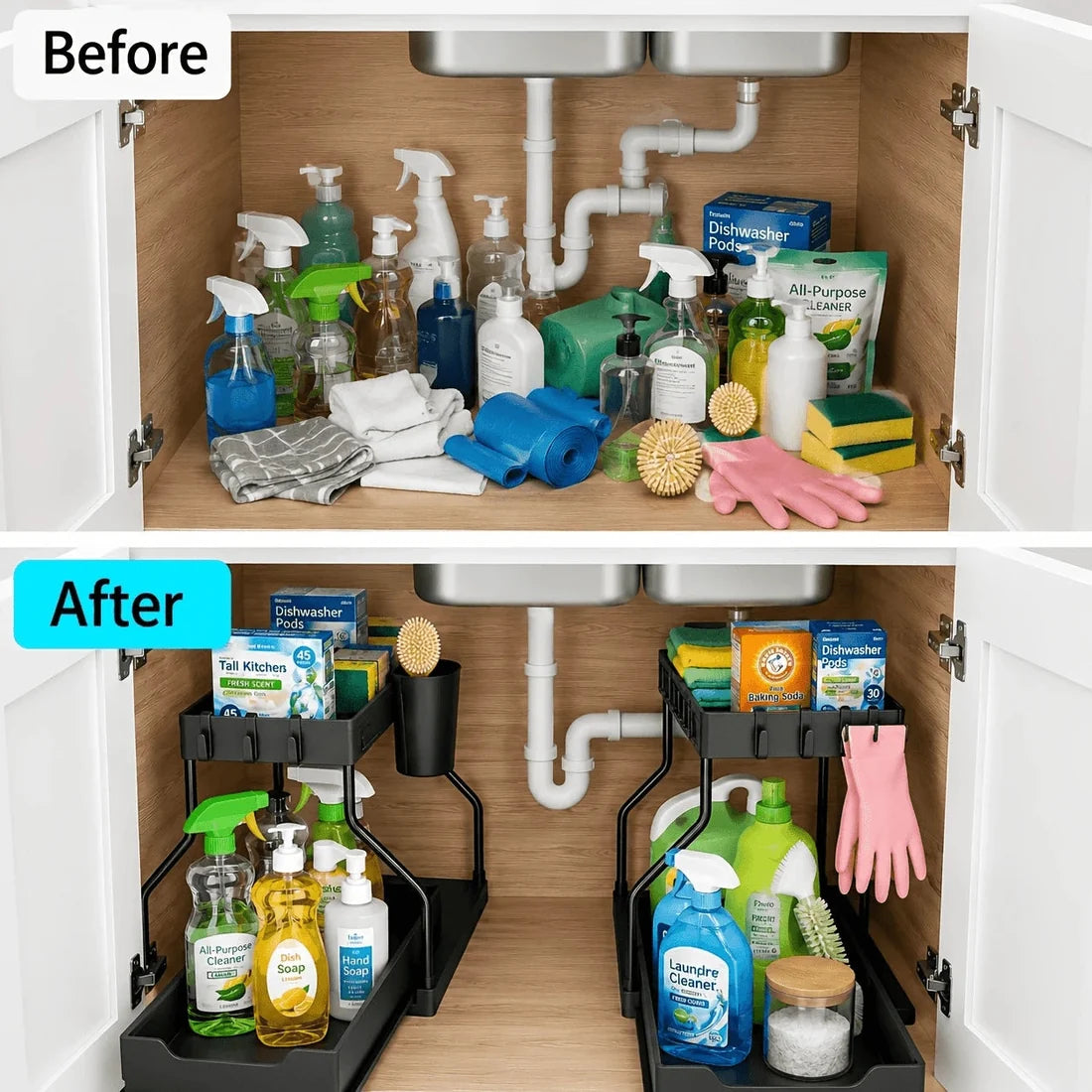 2 Pack Pull Out Under Sink Organizer