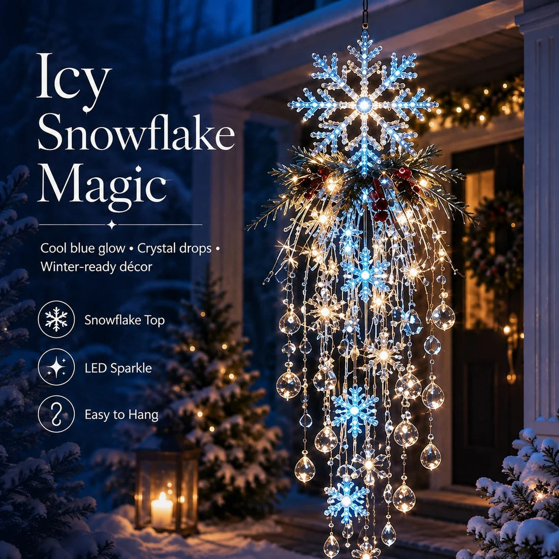 Christmas Hanging Snowflake & Crystal LED Light