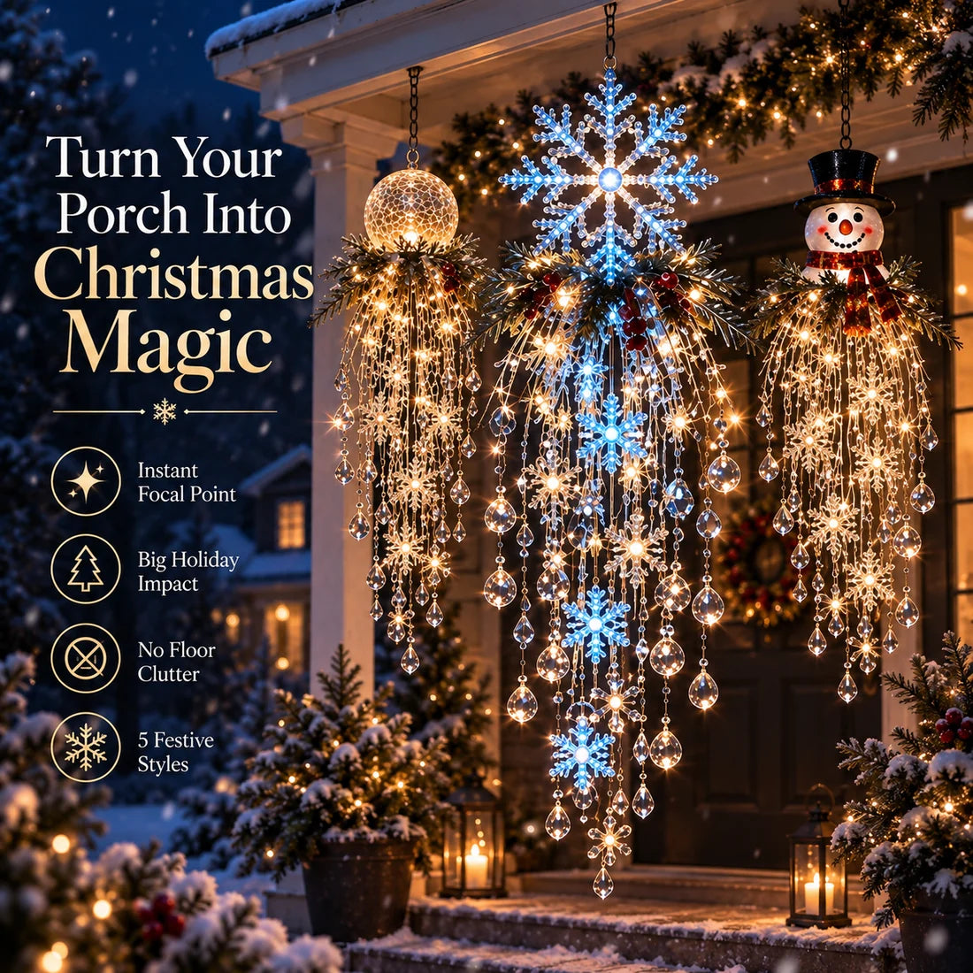 Christmas Hanging Snowflake & Crystal LED Light