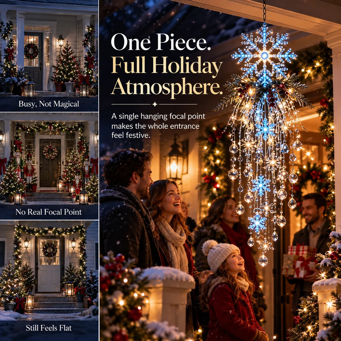 Christmas Hanging Snowflake & Crystal LED Light
