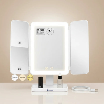 VelvaGlow™ Trifold LED Makeup Mirror