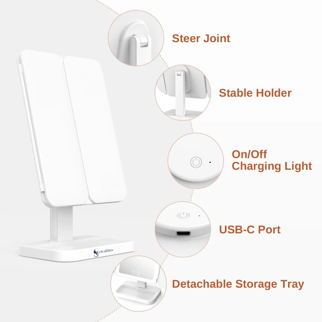 VelvaGlow™ Trifold LED Makeup Mirror