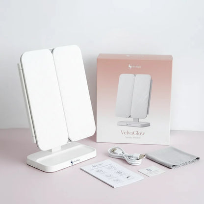 VelvaGlow™ Trifold LED Makeup Mirror