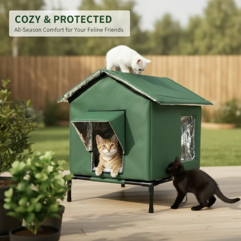 All-Weather Elevated Outdoor Cat House