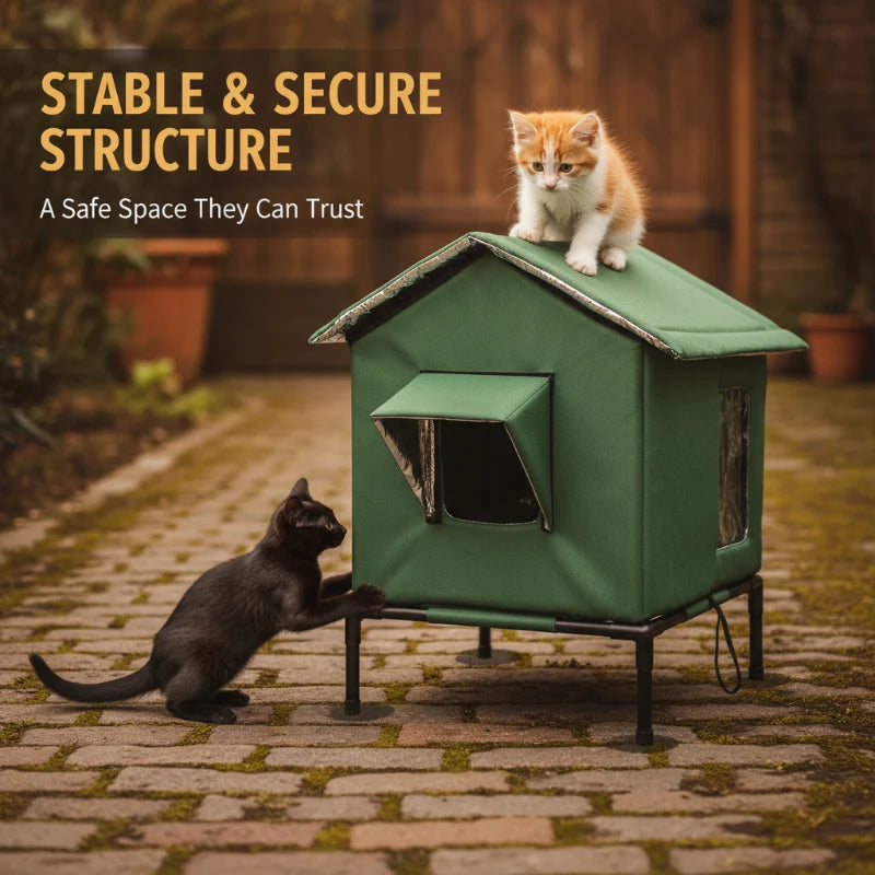 All-Weather Elevated Outdoor Cat House