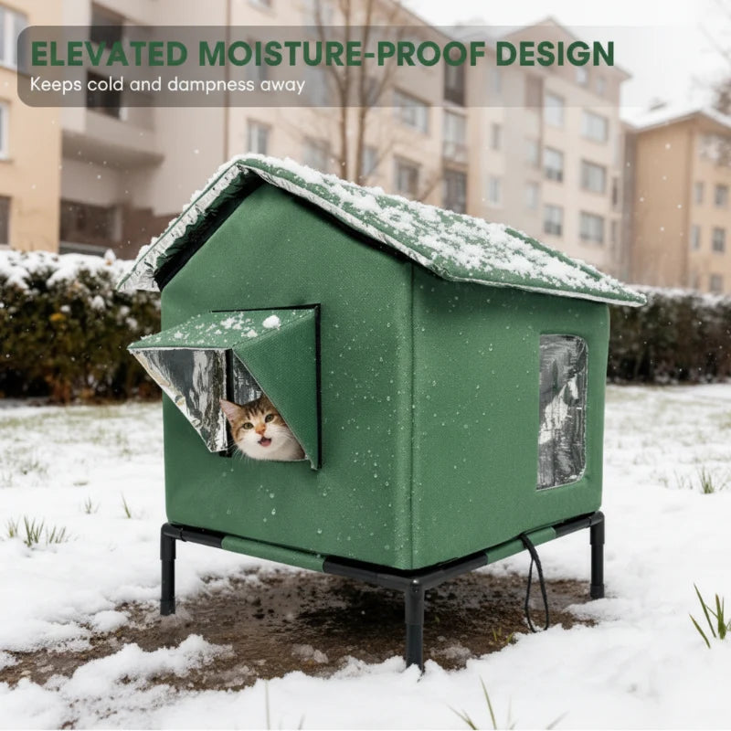 All-Weather Elevated Outdoor Cat House