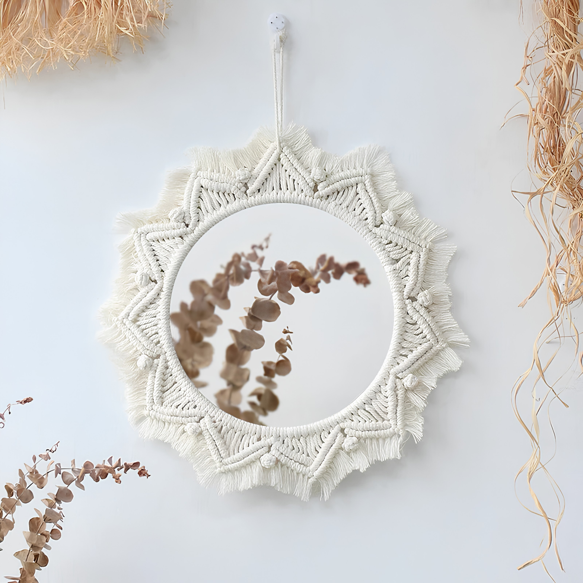 Macrame Wall Hanging Round Mirror
