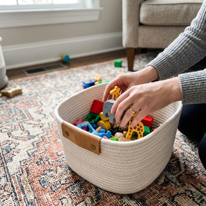 Tapered Cream Rope Basket - 13"